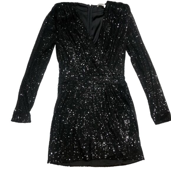 Ramy Brook Sequin Mini Dress Women 6 Becky Faux Wrap Deep-V Cocktail  Party - Picture 4 of 16